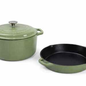 Elite Green Cast Iron Cook & Fry Set (2-Piece)